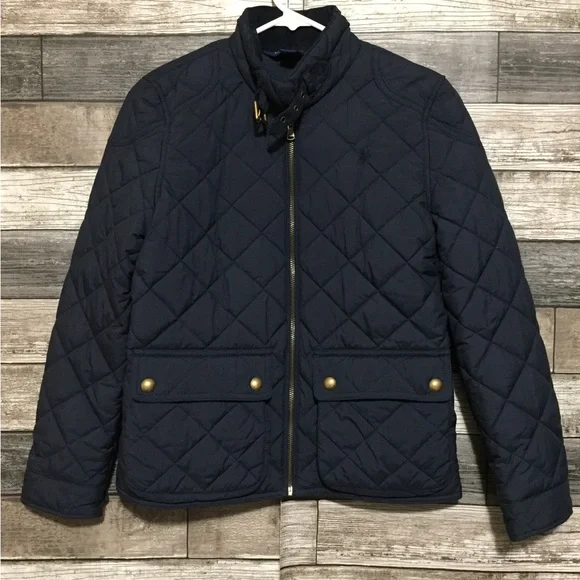 Polo Ralph Lauren Quilted Jacket Boy’s Size L 12-14 Navy Blue Full Zip Pockets - Picture 3 of 8